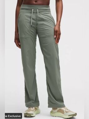 lululemon athletica Olive Green Drawcord Wide-Leg Track Pants